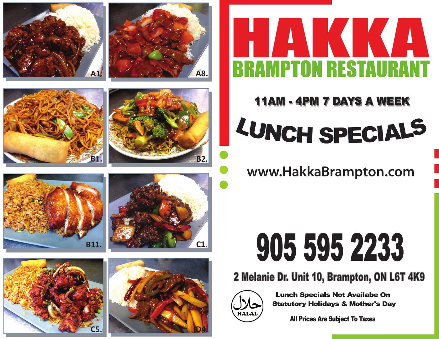 Lunch Specials menu — front